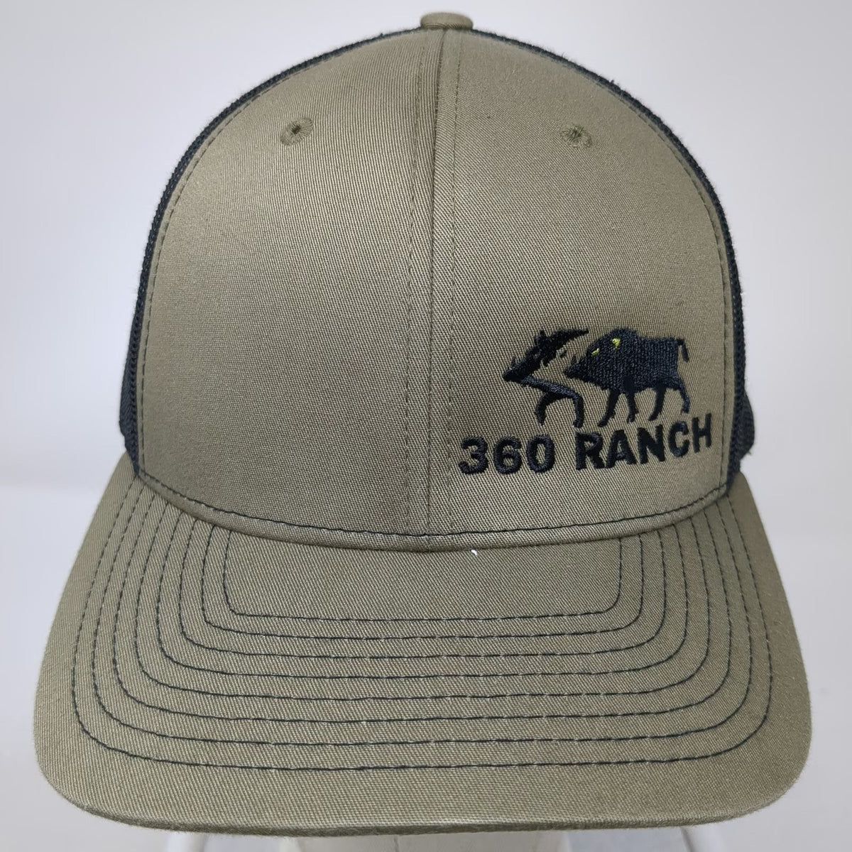 Richardson Trucker Hat Green Black One Size 360 Ranch Boar Mesh Snapback Cap