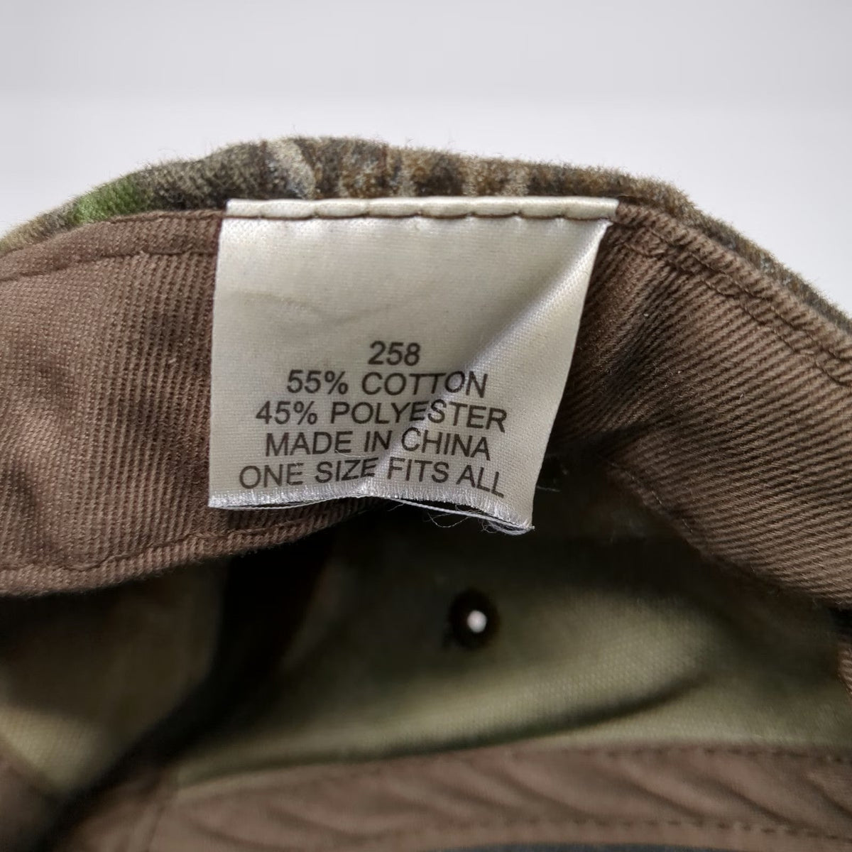 Lumbermens Green Brown One Size Baseball Cap Hat Camo Distressed Frayed Edge
