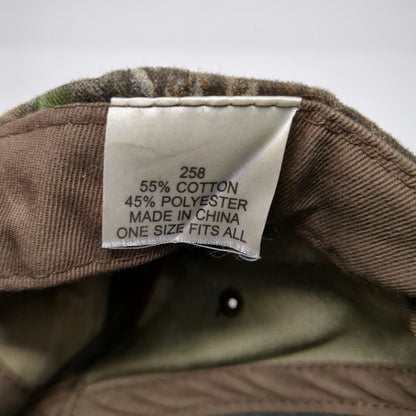 Lumbermens Green Brown One Size Baseball Cap Hat Camo Distressed Frayed Edge