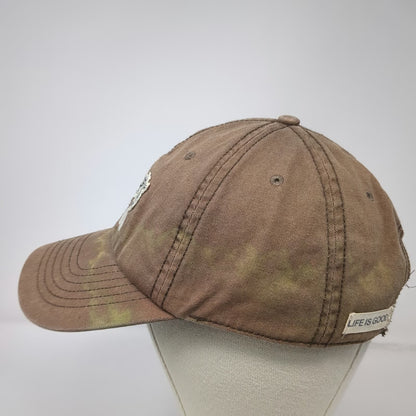 Life is Good Baseball Cap Brown One Size Motorcycle Ride On Camo Slideback Hat