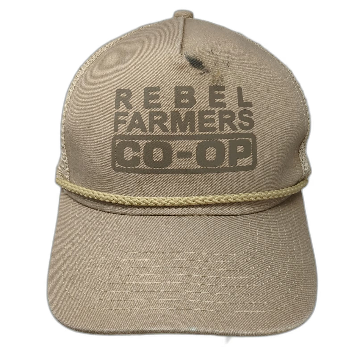 Cobra Rebel Farmers Co-Op Trucker Hat Beige One Size Snapback Rope Mesh