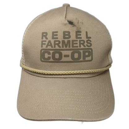 Cobra Rebel Farmers Co-Op Trucker Hat Beige One Size Snapback Rope Mesh