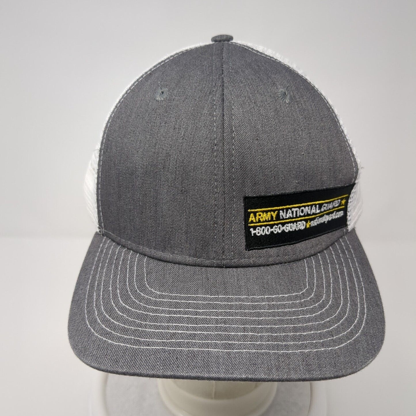 Army National Guard Snapback Trucker Hat Gray One Size Adjustable Mesh Back