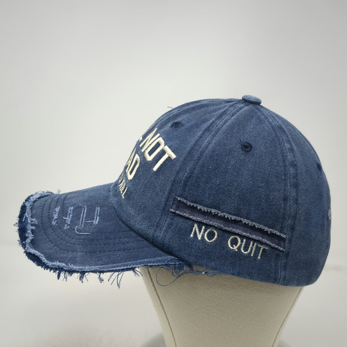Baseball Cap Blue Beige OSFM Distressed Frayed Still Not Dead Hat Hard To Kill