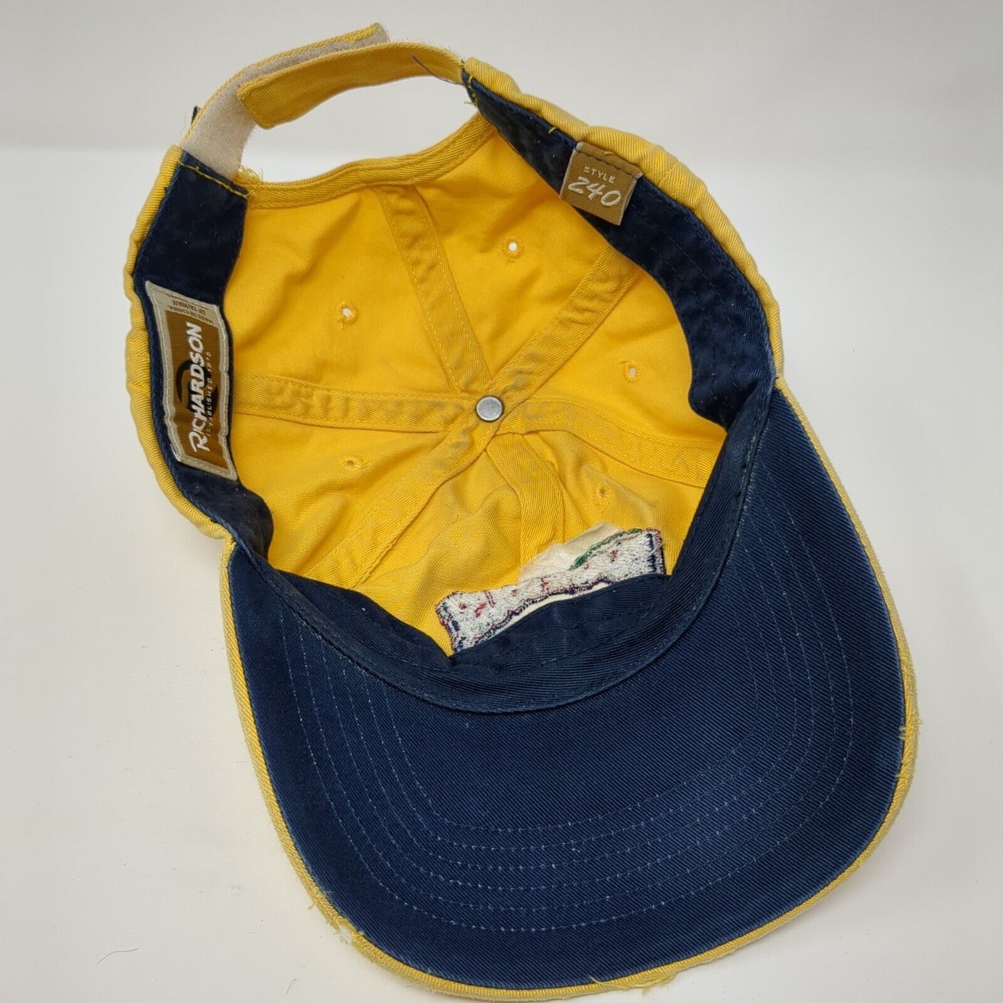 Skinners Rockhouse Coffee Strapback Hat Yellow One Size Distressed Richardson