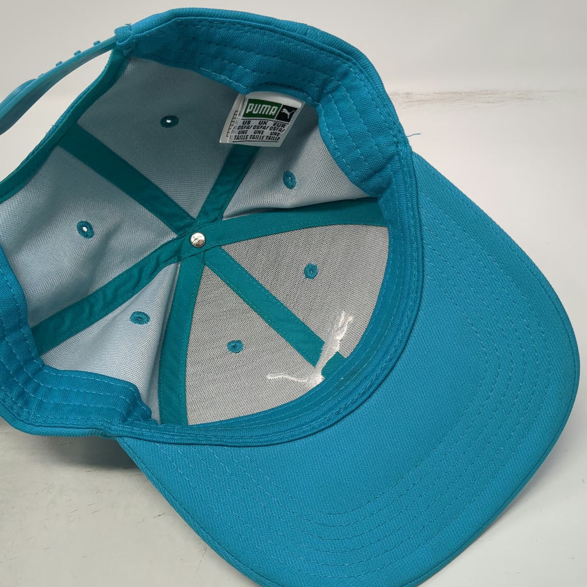 Puma Blue Snapback Hat One Size White Embroidered Logo Athletic Baseball Cap