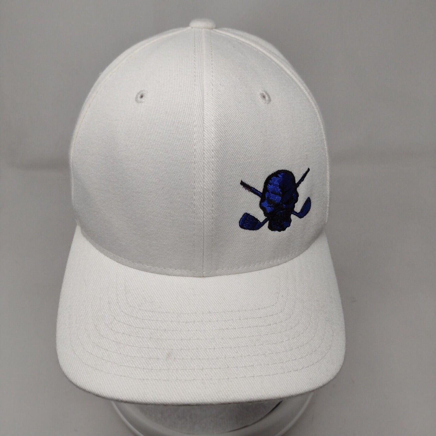 Yupoong Flexfit 110 Strapback Hat White One Size Embroidered 6 Panel