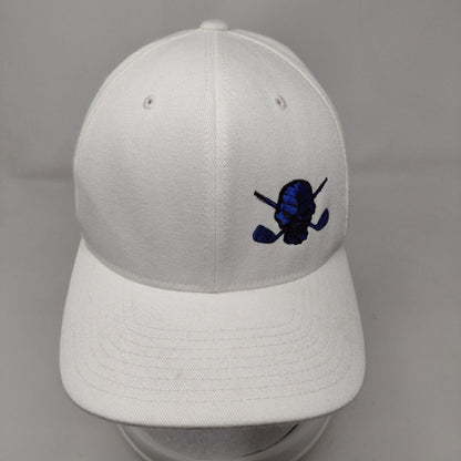 Yupoong Flexfit 110 Strapback Hat White One Size Embroidered 6 Panel