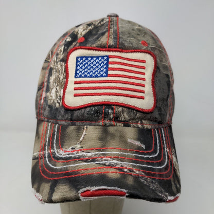 Unbranded Men's Camo Strapback Hat Adjustable Embroidered American Flag