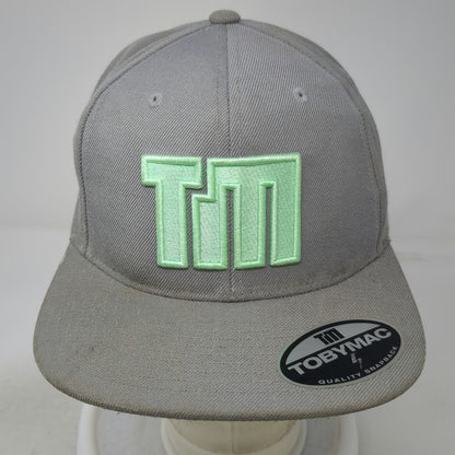 TobyMac Snapback Hat Gray One Size TM Logo I Just Need U Green Underbrim Yupoong