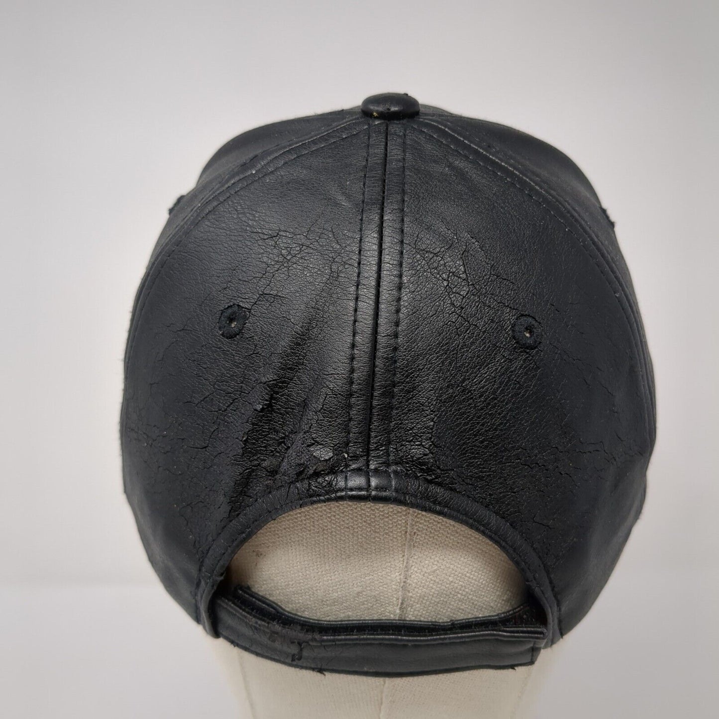 Pit Bull Premium Strapback Hat Black One Size Adjustable Leather Blank