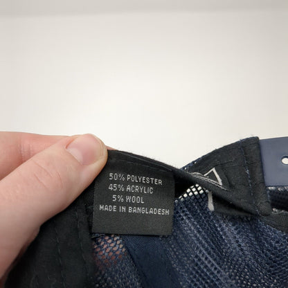 Idaho Leather Patch Trucker Hat Blue One Size Mesh Back Branded Bills