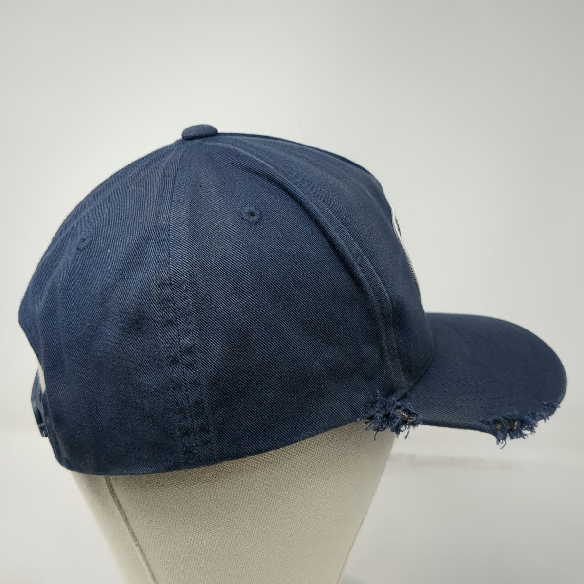 Vans 5 Panel Blue One Size Distressed Frayed Snapback Logo Patch Cotton Hat