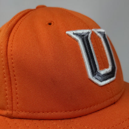 The Game Fitted Hat Orange Size M Embroidered U Logo 100% Polyester