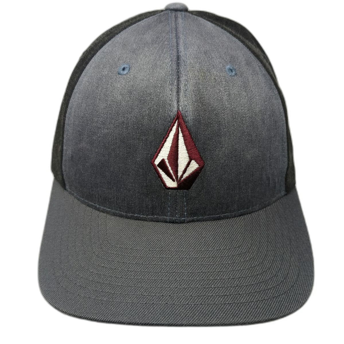 Volcom Baseball Cap Gray Black XL Flexfit Stone Logo Embroidered Hat Structured