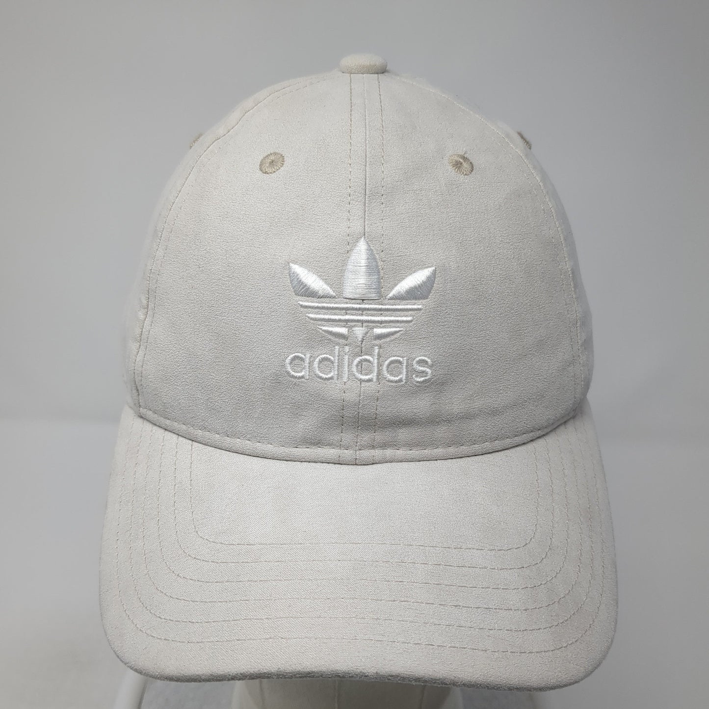 Adidas Slideback Hat Beige One Size Adjustable Embroidered Trefoil Logo