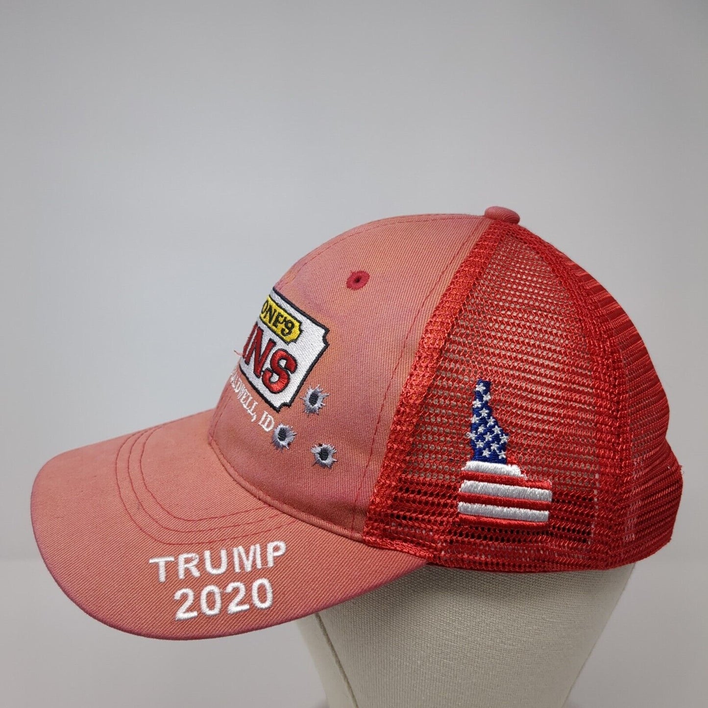T-Bone's Guns Strapback Trucker Hat Red One Size Mesh Back Trump 2020