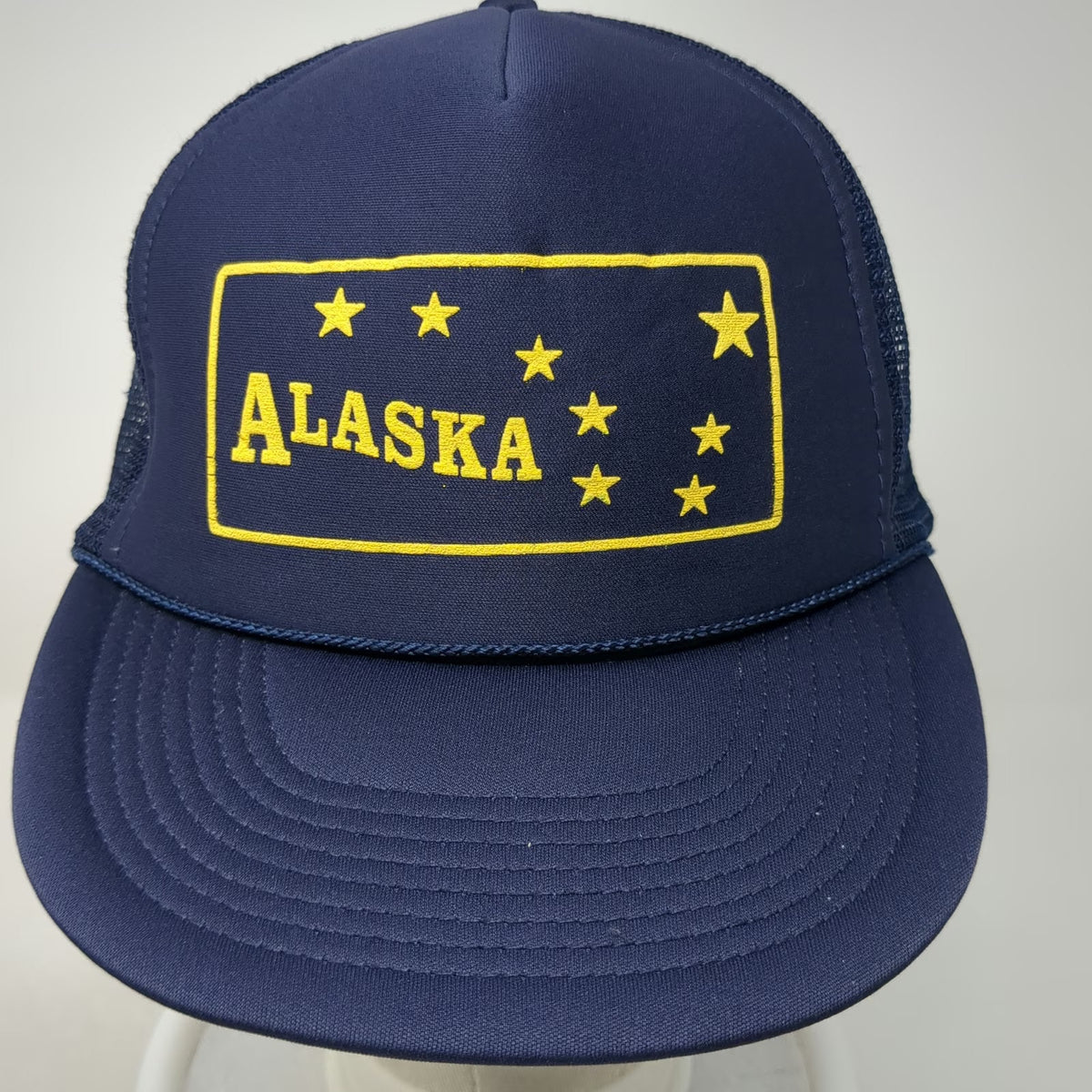 Trucker Hat Blue One Size Alaska State Flag Big Dipper Stars Mesh Foam Snapback
