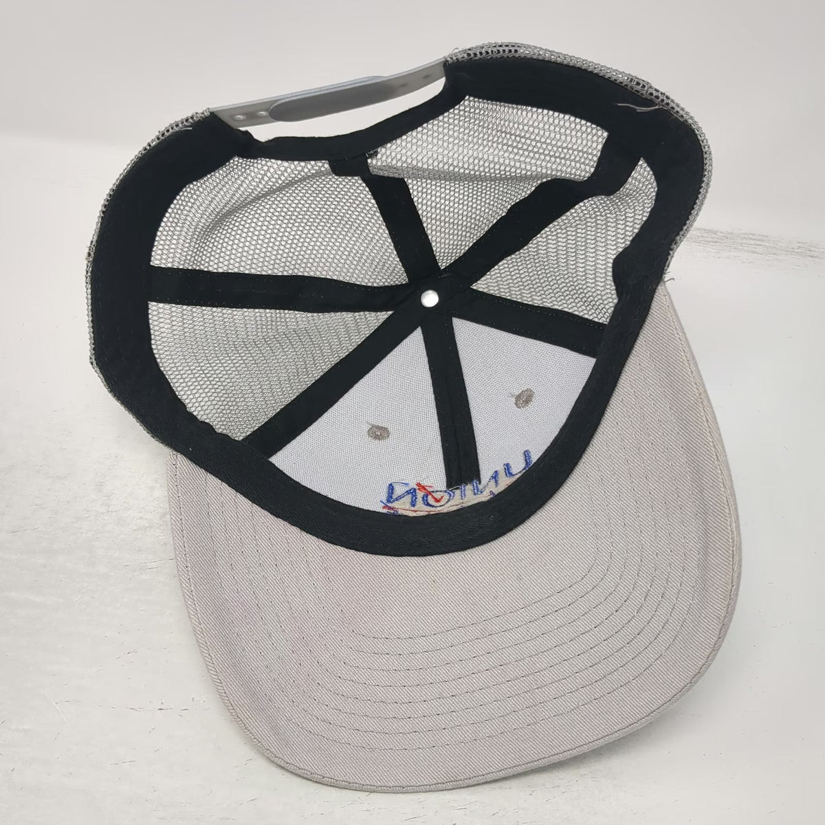 Gray Trucker Hat One Size Union Perks Embroidered Stars Mesh Back Snapback Logo