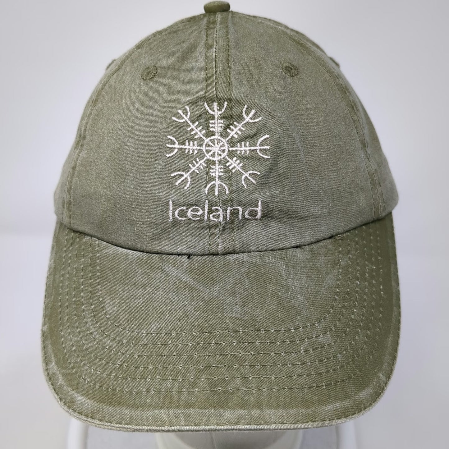 Result Baseball Cap Green One Size Iceland Compass Rune Slideback Cotton Hat