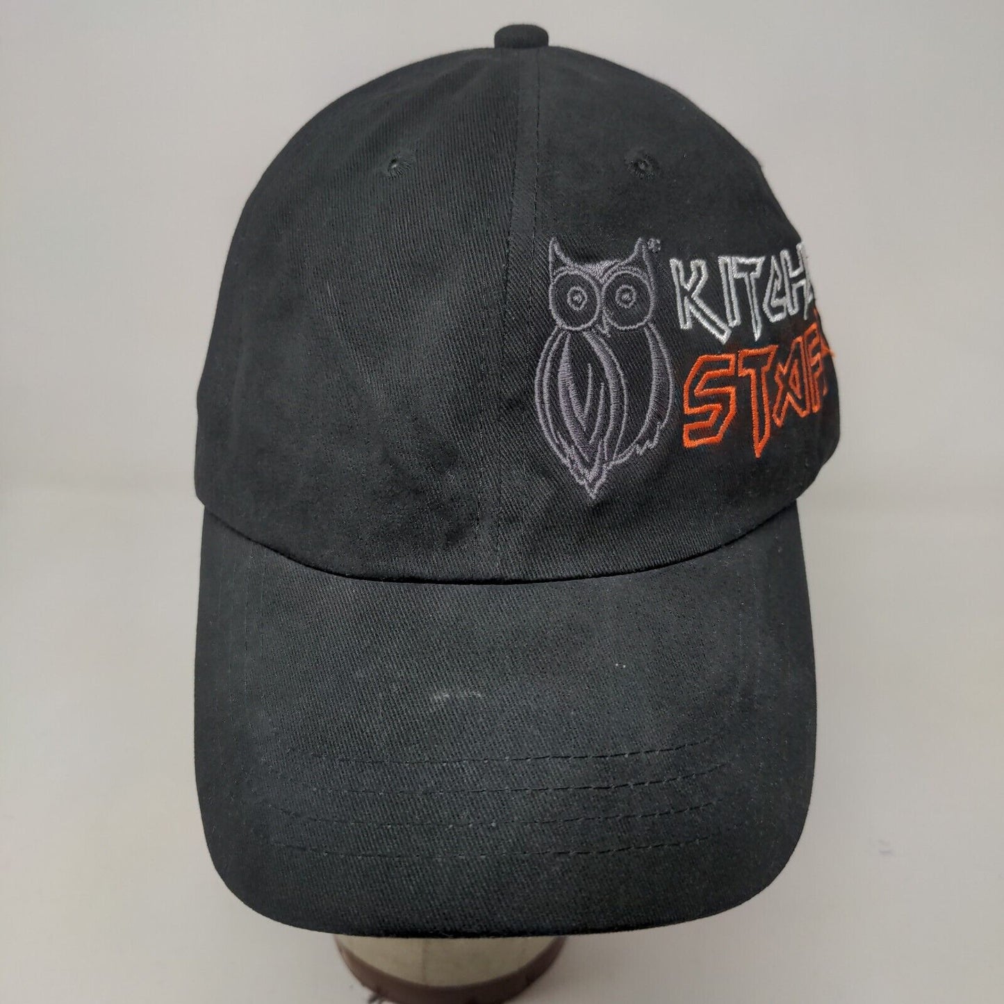 Quake City Caps Men's Slideback Hat Black OSFM Embroidered Owl Kitchen Staff