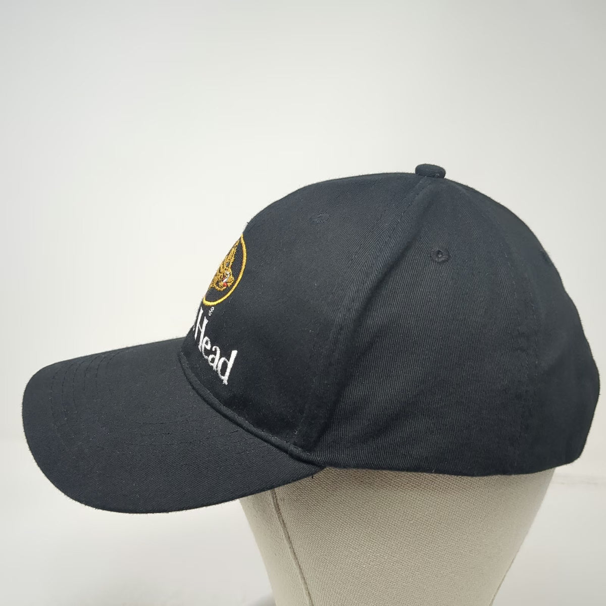 Boar's Head Logo Black Baseball Cap One Size Strapback Embroidered Hat Deli Food