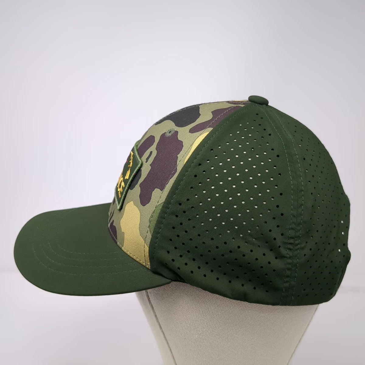 Florence Trucker Hat Green Camo One Size Hawaii Patch Perforated Snapback