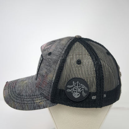 Affliction Trucker Hat Gray One Size Distressed Brim Camo USA Flag Snapback