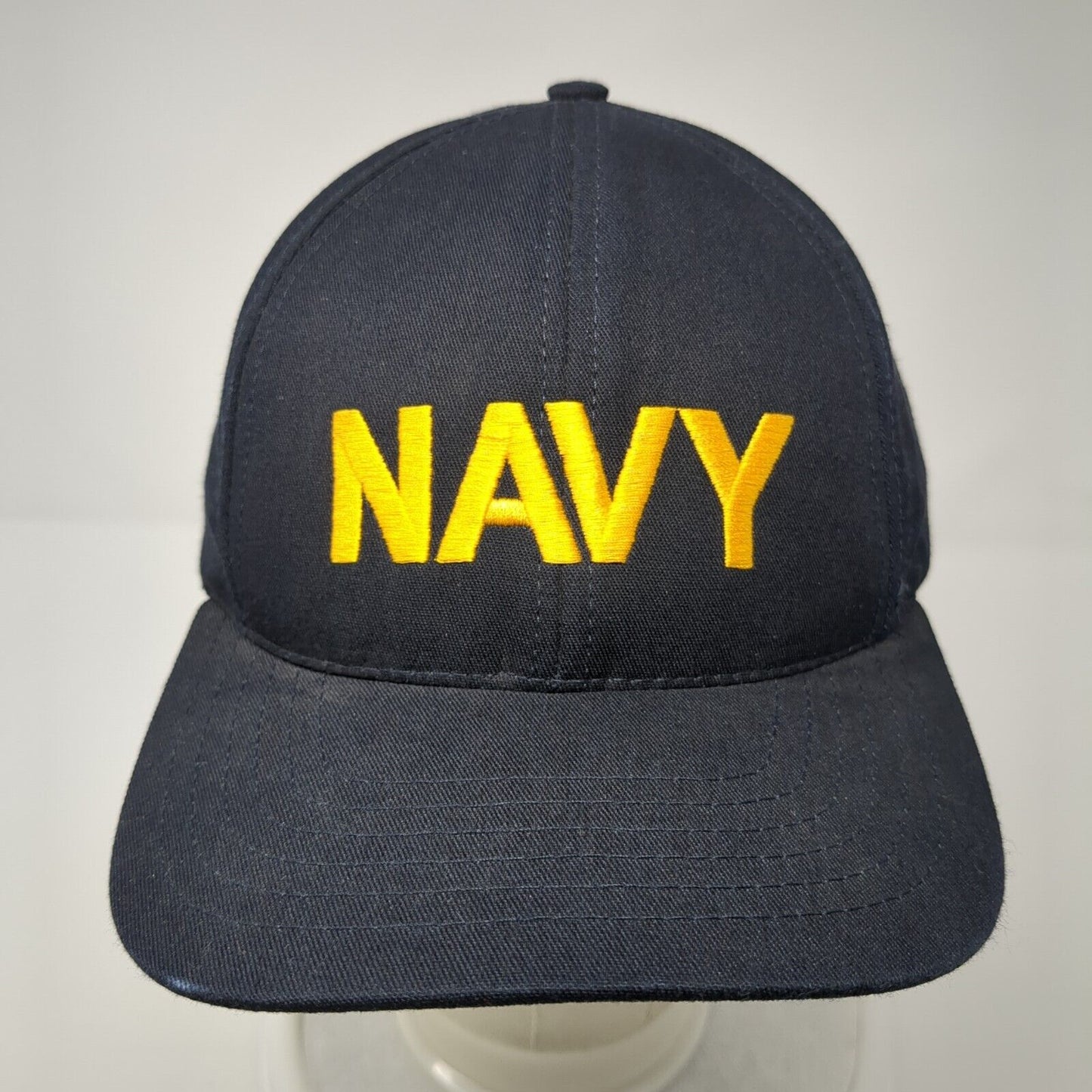 NAVY Snapback Hat Blue One Size Adjustable Embroidered 6 Panel Graffiti