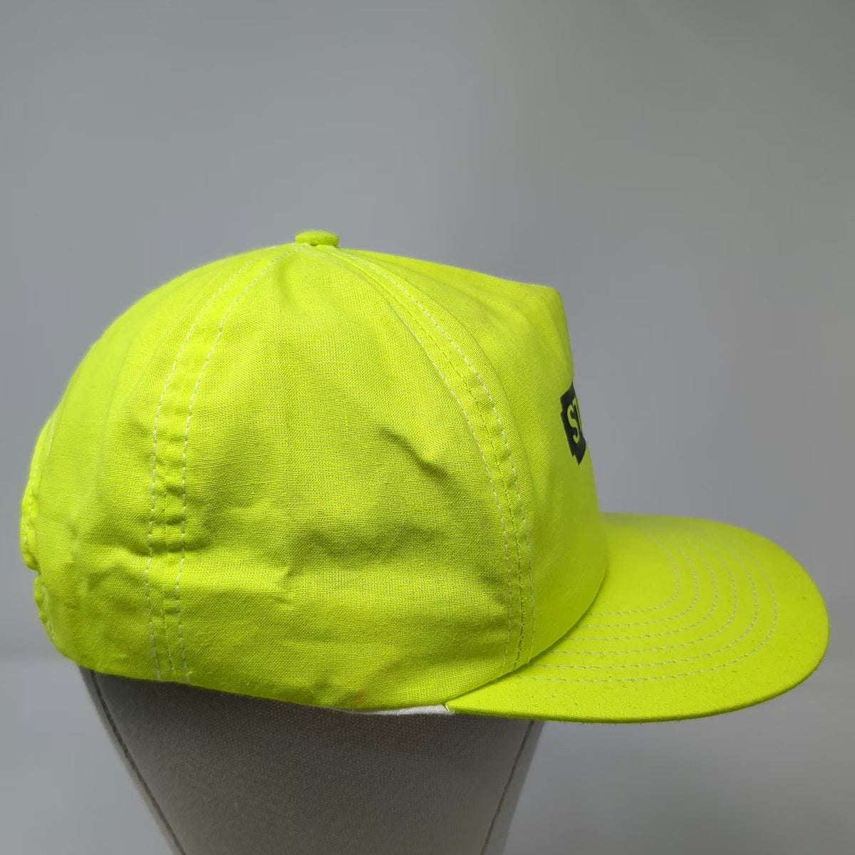 Stanley 5 Panel Green Hat Snapback Tool Brand Logo High Visibility Vintage