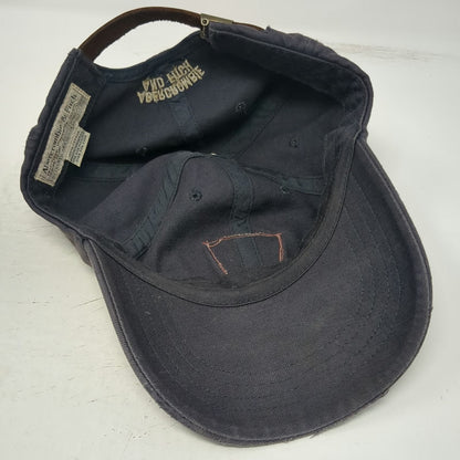 Abercrombie & Fitch Baseball Cap Blue One Size Leather Strapback Camel Patch Hat