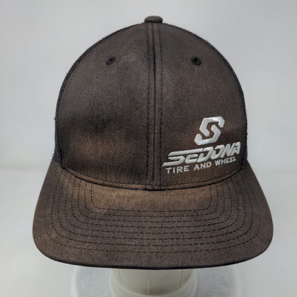 Sedona Tire and Wheel Snapback Trucker Hat Black One Size Adjustable Mesh Back