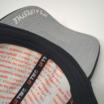 All In Trucker Hat Black One Size Perforated Snapback Lifestyle Logo Graphic