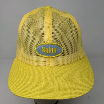 Balan Mens Snapback Mesh Back Trucker Hat Yellow Size M Embroidered Logo Vintage