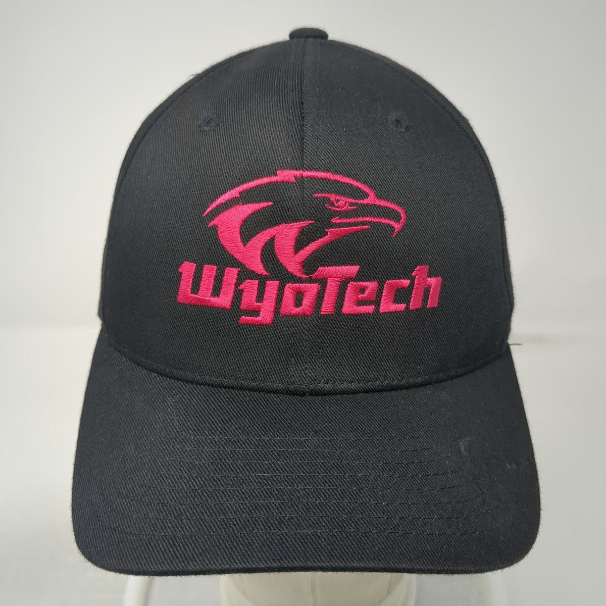 Flexfit Baseball Cap Black Pink M WyoTech Eagle Embroidered Curved Brim hat