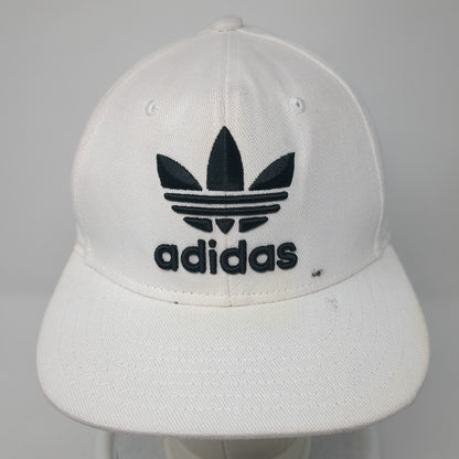 Adidas Snapback Hat White One Size Adjustable Embroidered Trefoil 6 Panel