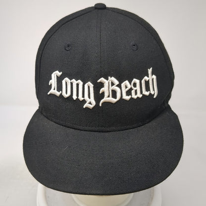 New Era Snapback Hat Black One Size Long Beach Wool Flat Brim Gray Undervisor