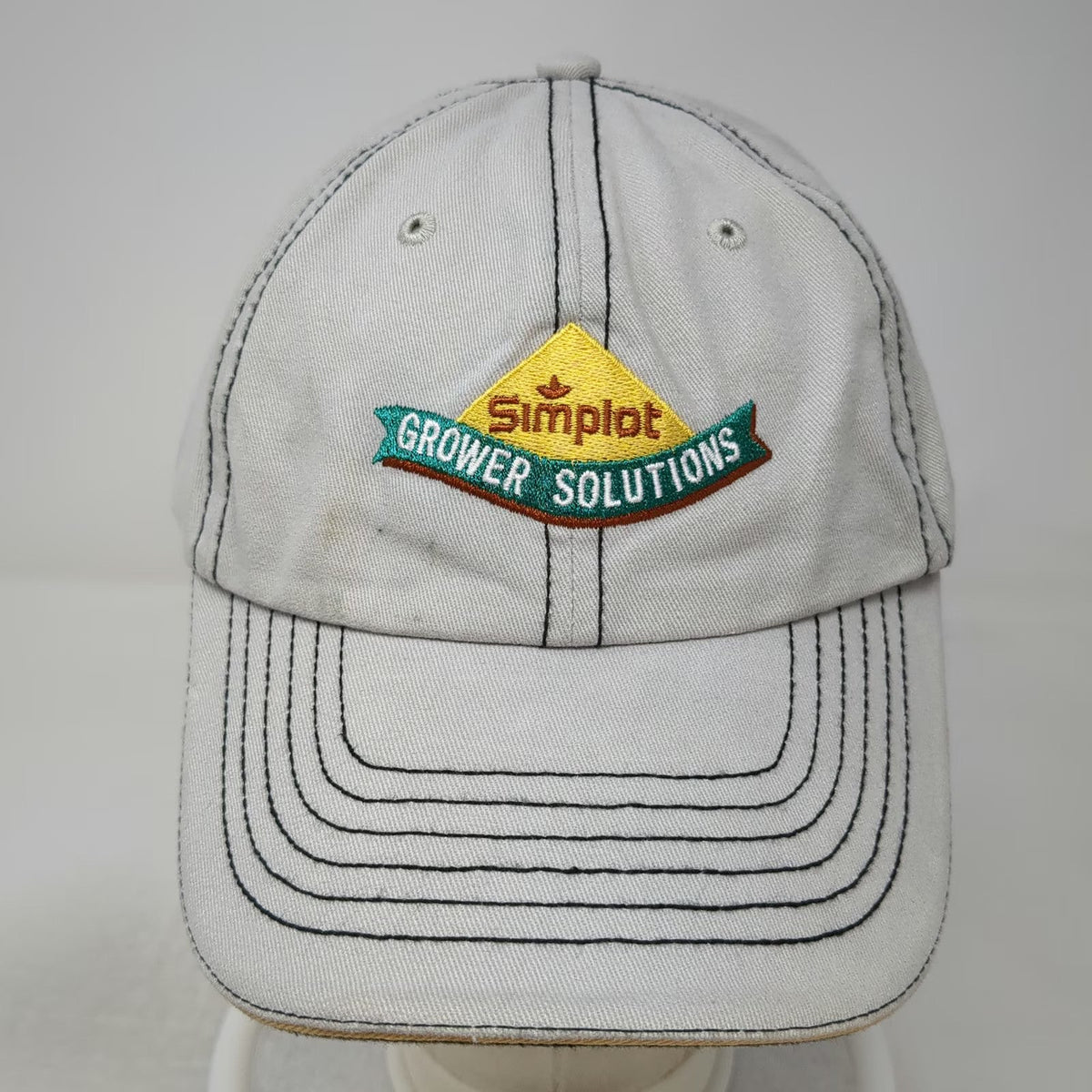 Simplot Baseball Cap Gray One Size Strapback Cotton Embroidered Logo Hat Stitch