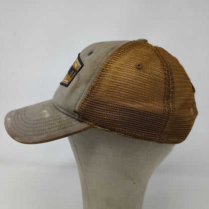 Carhartt Men's Snapback Mesh Back Hat Embroidered Logo Brown Gray Distressed