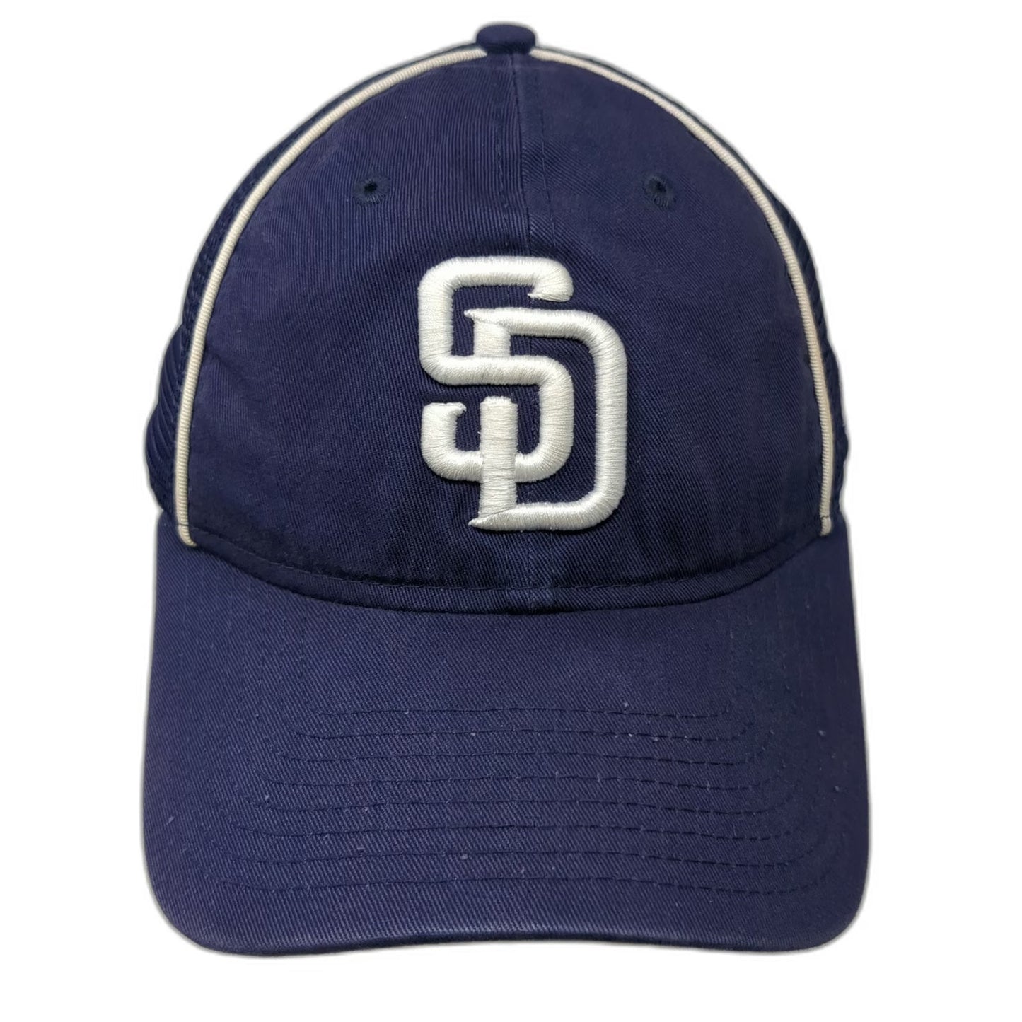 San Diego Padres MLB New Era Trucker Hat Blue OSFM Snapback Mesh White Piping