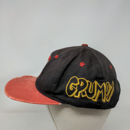 Disney Snow White & The Seven Dwarves Snapback Hat Black OSFA Grumpy Distressed