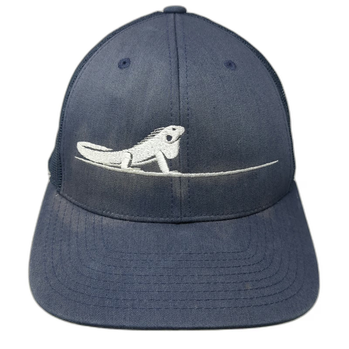 Yupoong Trucker Hat Blue One Size White Iguana Mesh Snapback Baseball Cap