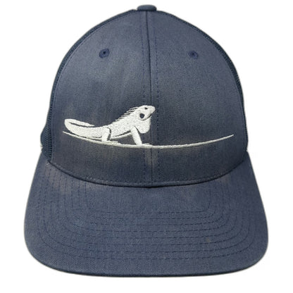 Yupoong Trucker Hat Blue One Size White Iguana Mesh Snapback Baseball Cap