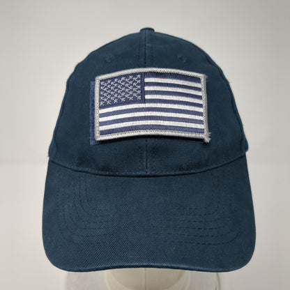 USA American Flag Patch Strapback Hat Blue One Size Eagle Crest 6 Panel