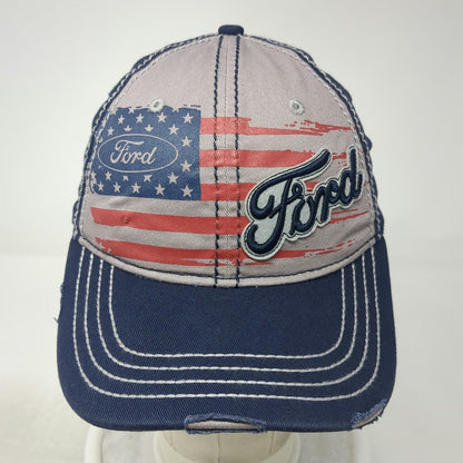 H3 Headwear Ford Baseball Cap Blue One Size Flag Graphic Contrast Stitching Hat