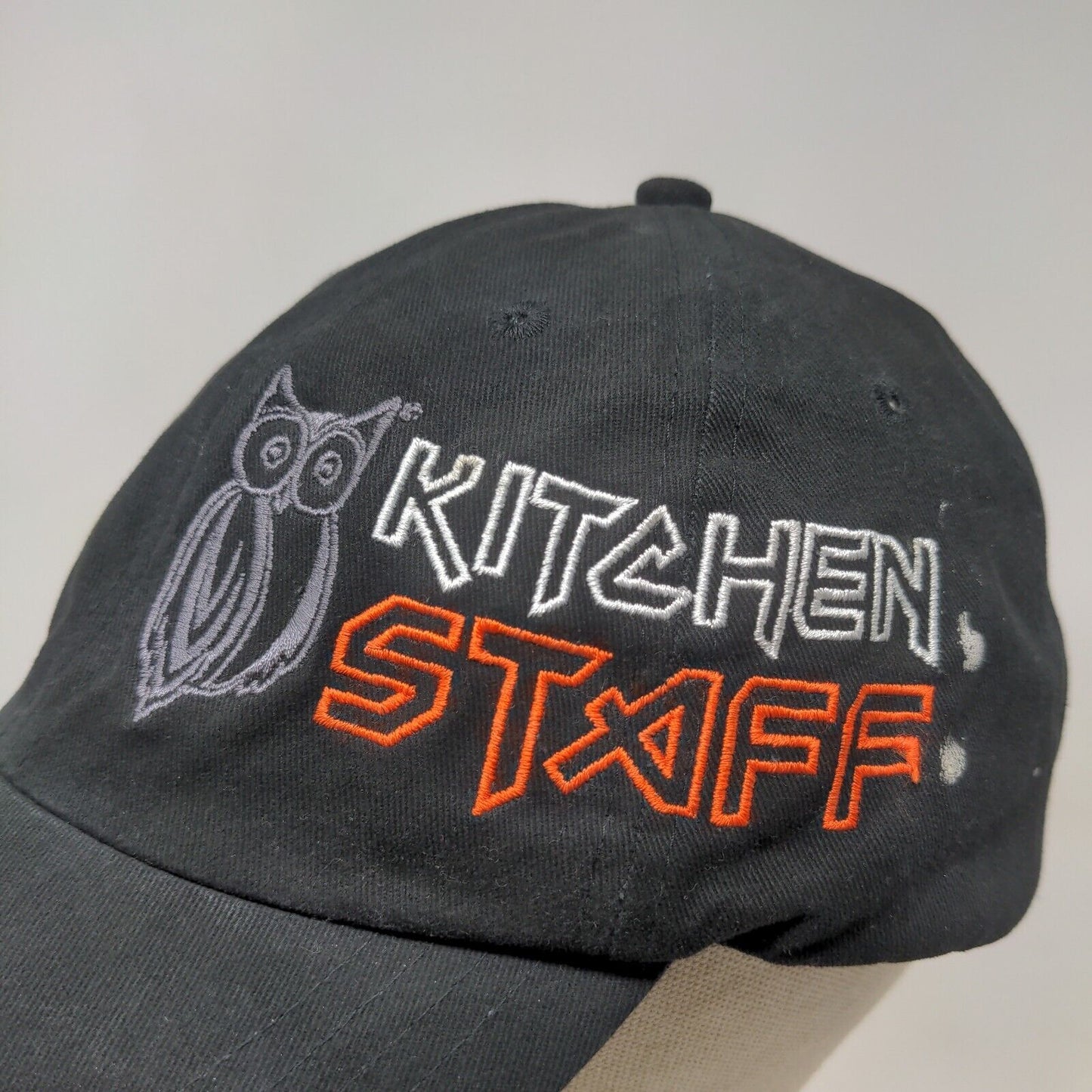 Quake City Caps Men's Slideback Hat Black OSFM Embroidered Owl Kitchen Staff