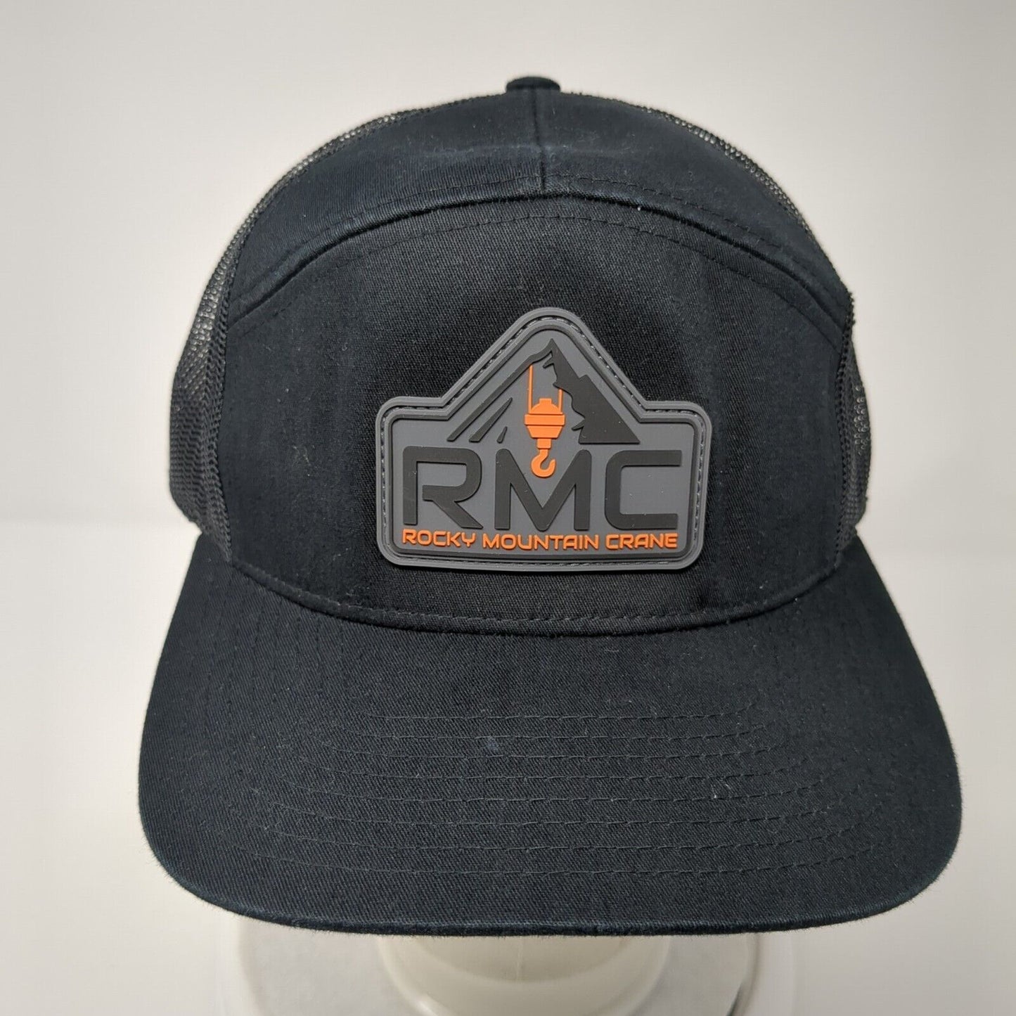 RMC Rocky Mountain Crane Snapback Trucker Hat Black One Size Mesh Back