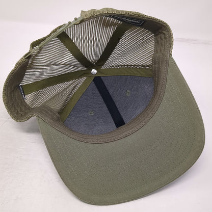 Richardson Trucker Hat Green One Size Leather Patch Mesh Back Snapback Farm Logo