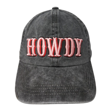 Howdy Slideback Hat Gray One Size Adjustable Embroidered Western 6 Panel