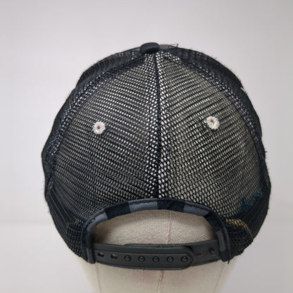 Domo Domo-Kun Snapback Mesh Back Hat Black Gray Checkered Mouth Foam